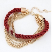 Fashion Multi-layered Red Knitting Bracelet