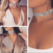 Euramerican Rhinestone Decorative Metal Necklace（W