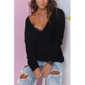 Acrylic V Neck Long Sleeve Regular Pullovers Sweat