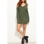 Acrylic V Neck Long Sleeve Long Pullovers Sweaters