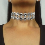 Fashion Rhinestone Decorative Silver Crystal Neckl