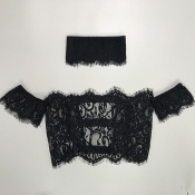 Pullovers bud silk Bateau Neck Short Sleeve Solid 