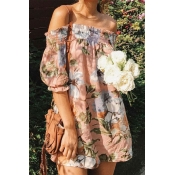 Blending Bohemian Bateau Neck Half Sleeve Straight