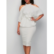 Stylish Round Neck Half Sleeves Hollow-out White H