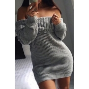Sexy Off-shoulder Mini Sweater Dress