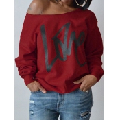 LW Boat Neck Love Letter Print Sweatshirt