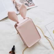 Fashion Rabbit-shaped Pink PU Crossbody Bag