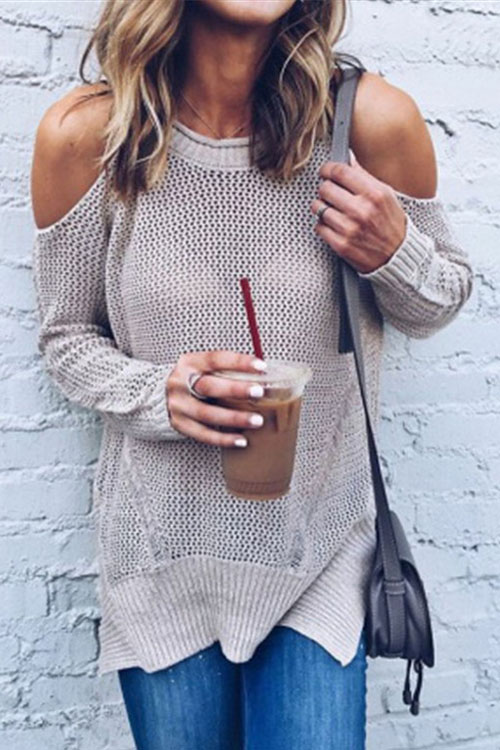 Lovely Leisure Round Neck Hollow-out Pink Cotton Blends Sweaters