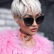 Fashion Cat Eye Design Grey PC Sunglasses
