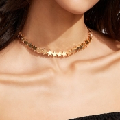 Fashion Five Star-shape Design Gold Metal Necklace