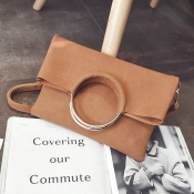 Fashion Zipper Design Brown PU Clutches Bags