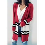 Euramerican Long Sleeves Patchwork Red Cotton Card