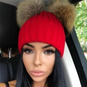 Euramerican Maomao Ball Decorative Red Acrylic Hat