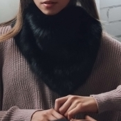 Fashionable Fur Design Black Wool Scarves
