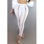 Fashion High Elastic Waist Lace-up White Polyester