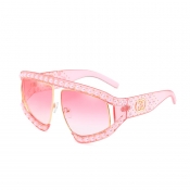 Fashion Pearl Trim Big Frame Design Pink PC Sungla