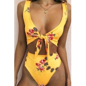 Lovely Fashion Knot Design Printing Yellow Polyest