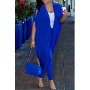 Lovely Sexy V Neck Batwing Sleeves Lace-up Blue Po
