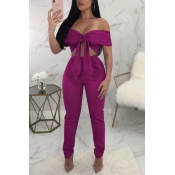 Lovely Euramerican Purple Elastic Fabric Two-piece