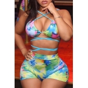 Lovely Sexy Dew Shoulder Multi Two-piece Shorts Se