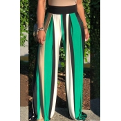 LovelyEuramerican Striped Loose Green Pants