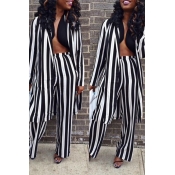 Lovely Euramerican Striped Black Two-piece Pants S
