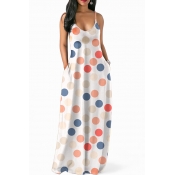 Lovely Casual Dots Printed Multicolor Floor Length