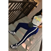 Lovely Casual Letters Printed Deep Blue Blending T