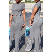 Lovely Casual Loose Deep Grey Two-piece Pants Set