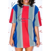 Lovely Casual Striped Letters Printed Red Twilled 