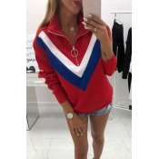 Lovely Euramerican Patchwork Red Cotton Hoodies