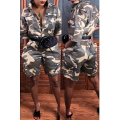 Lovely Casual Camouflage Printed One-piece Rompers