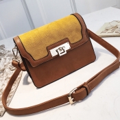 Lovely Retro Patchwork Brown Patent Leather Messen