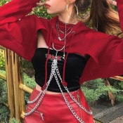 Lovely Vogue Drawstring Short Red Hoodies