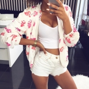 Lovely Casual Animal Printed Short White Coat
