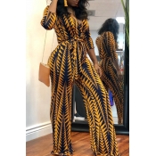 Lovely African Floral Printed Yellow Blending One-