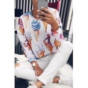 Lovely Casual Printed Long Sleeves White Sweats