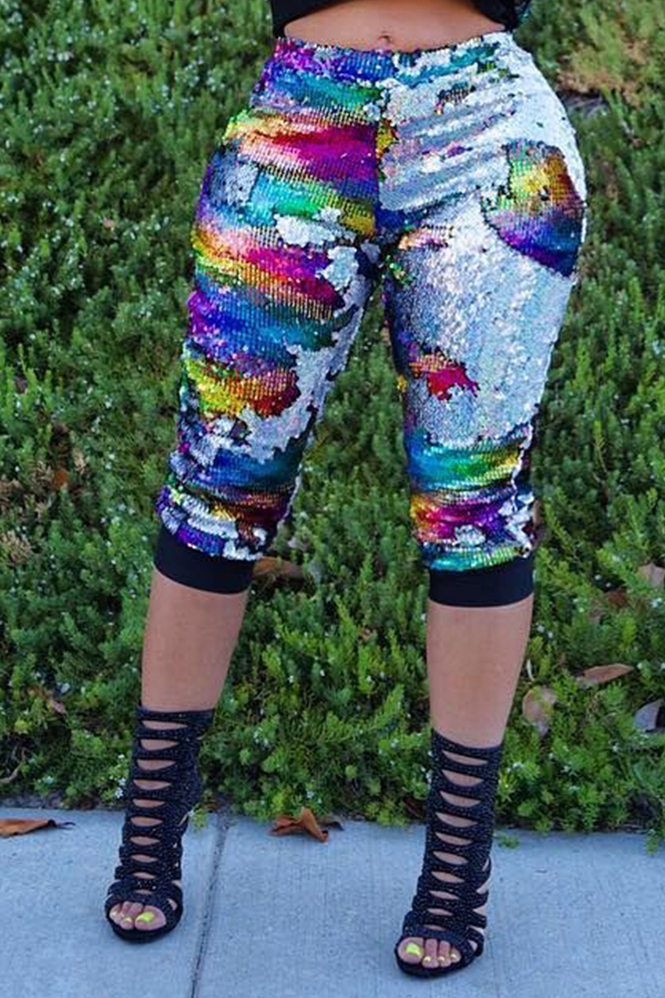 Lovely Casual Sequined Multicolor Pants