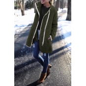 Lovely Patchwork Long Army Green Coat