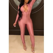 Lovely Modern Skinny Pink One-piece Jumpsuit