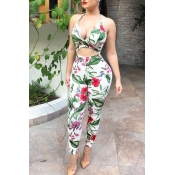 Lovely Sexy Floral Printed Skinny White Twilled Sa