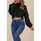 Lovely Casual Hooded Collar Black Hoodies