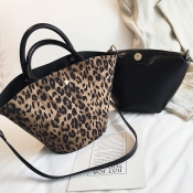 Lovely Casual Leopard Khaki PU Shoulder Bags