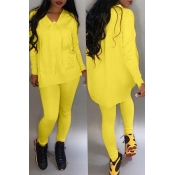 Lovely Euramerican Long Sleeves Yellow Two-piece P