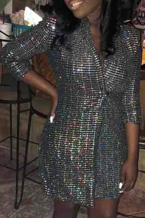 Lovely Trendy Long Sleeves Fitted Silver Blending Coat