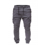 Lovely Casual Pockets Dark Grey Cotton Blends Pant