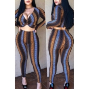 Lovely Sexy Printed Knot Two-piece Pants Set