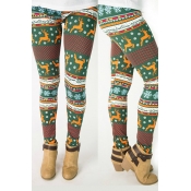 Lovely Trendy Christmas Printed Green Leggings