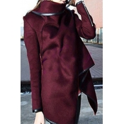 Lovely Casual Long Sleeves Irregular Wine Red Coat