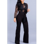 Lovely Stylish Lace Black Twilled Satin Two-piece 